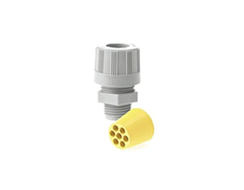 Woodhead 5595-005W Cable Strain Relief Grip, O-Ring, Locknut, Max-Loc Cord Seal, Right Angle Male, Specialty Multi-Hole, 1/2' NPT Thread Size, Gray Grommet Color, 2 or 3 Holes, .250' Cable Diameter