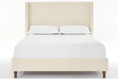 Queen Size Bed Frame With Headboard,54' Headboard Boucle Upholstered Platform Bed,Bedroom Furniture Sets No Springs Required,Metal Bed Frame With Wooden Slats for Strong Support,No Noise Free,Ivory