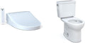 TOTO SW3083#01 WASHLET C5 Round Electronic Bidet Toilet Seat, C5Round, Cotton White & Drake Two-Piece Round 1.6 GPF Universal Height TORNADO FLUSH Toilet with CEFIONTECT, Cotton White - CST775CSFG#01