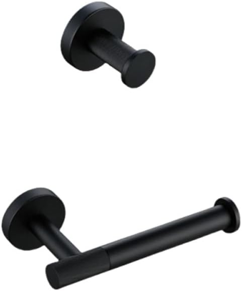 Modern Matte Black Bathroom Accessories Set with Towel Bar Bath Robe Hook Brass Knur Bathroom Hardware and Shelf Stylish Bathroom Decor with Space for Towels and Tissue Paper
