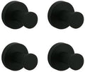 Matte Black Bathroom Hardware Accessories Set Knurled Brass Kit Towel Bar Ring Robe Hook Paper Holder Towel Ring Toilet Brush,4 PCS Robe Hook