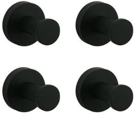 Matte Black Bathroom Hardware Accessories Set Knurled Brass Kit Towel Bar Ring Robe Hook Paper Holder Towel Ring Toilet Brush,4 PCS Robe Hook
