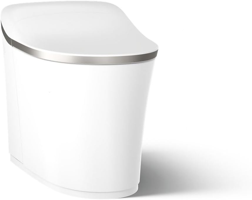 KOHLER K-77795-0BN Eir Comfort Height One-Piece Elongated, Dual-Flush, Smart Toilet with Bidet Built In, White with Brushed Nickel