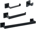 Matt Black Bathroom Accessories Set - Stylish Wall Mounted Toilet Roll Holder, Robe Hook, Towel Rail Rack (40cm & 50cm) - Sleek Bathroom Hardware & Organization Solution