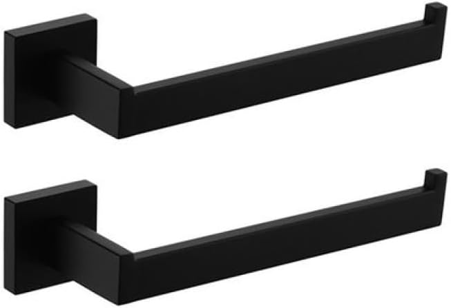Black Bathroom Accessories Stainless Steel Set Wall Rack Towel Rack Towel Rack Tissue Holder Clothes Hook Toilet Brush Pendant,2 PCS Towel Ring