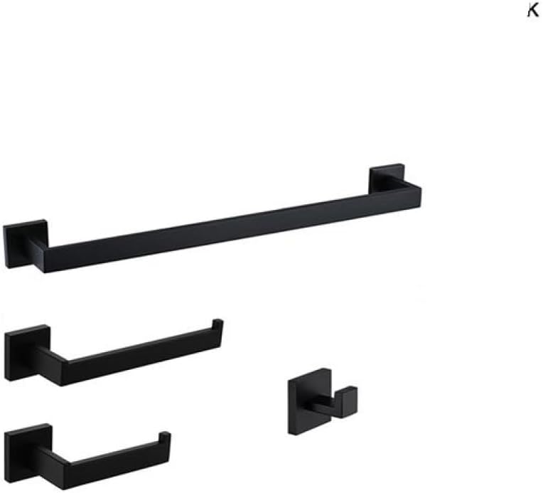 Black Bathroom Accessories Stainless Steel Set Wall Rack Towel Rack Towel Rack Tissue Holder Clothes Hook Toilet Brush Pendant,4 Pieces Set 1