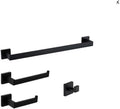 Black Bathroom Accessories Stainless Steel Set Wall Rack Towel Rack Towel Rack Tissue Holder Clothes Hook Toilet Brush Pendant,4 Pieces Set 1