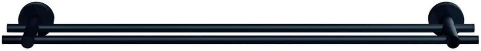 tesa MOON BLACK Towel Rail - No Drill Towel Holder - matt black - Waterproof - Includes Removable Glue Solution - 112 mm x 640 mm x 50 mm