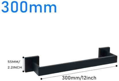Matt Black Bathroom Accessories Set - Wall-Mounted Toilet Roll Holder, Robe Hook, 40cm & 50cm Towel Rail Rack Hardware for Modern Bathroom Organization