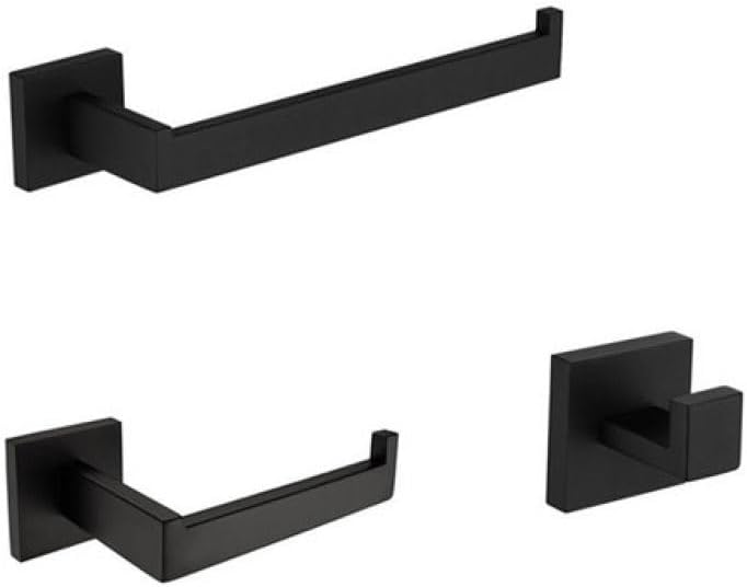 Black Bathroom Hardware Set Towel Tack Paper Holder Toilet Brush Holder Robe Hook Stainless Steel Bathroom WC Accessories,MB 3 Piece Set
