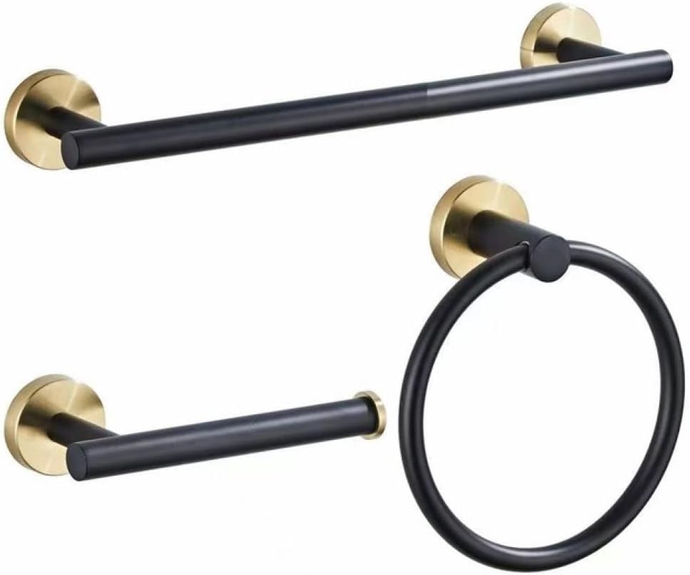 Bathroom Accessories Toilet Paper Holder Towel Holder Set Bath Shower Towel Ring Robe Hook Black Hardware,3 Pieces Set02