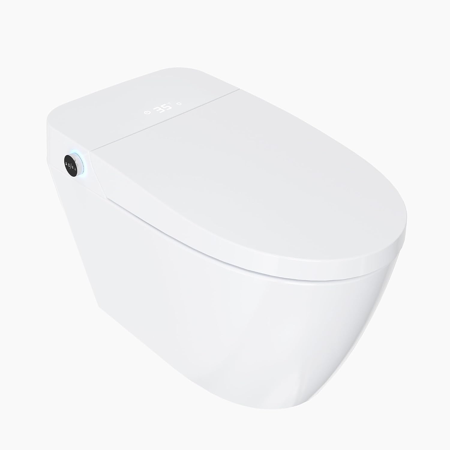 Garvee Smart Toilet with Bidet, One-Piece Design, Heated Seat & Auto Open/Close Lid, Foot Sensing & Automatic Flush, Warm Water Wash & Dryer, LED Display & Night Light, Built-in Tank (White/Black)