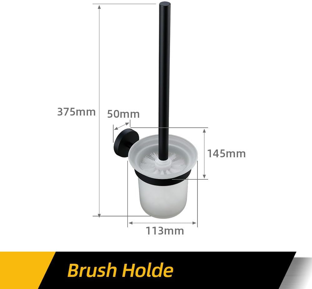 Matte Black Bathroom Accessories Set: Towel Bar Robe Hook Brass Knur Hardware Towel Shelf Tissue Holder Toilet Brush Holder Modern Design for Bathroom