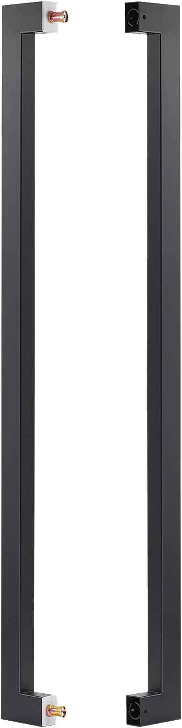 Ranbo Squared-Shaped/Rectangle 71' Large Push Pull Door Handle, Back to Back,1762mm (69 3/8 inch), 1.2 mm 304 Stainless Steel, for Barn,Front, Wood, Commercial, Entrance Door, Matte Black