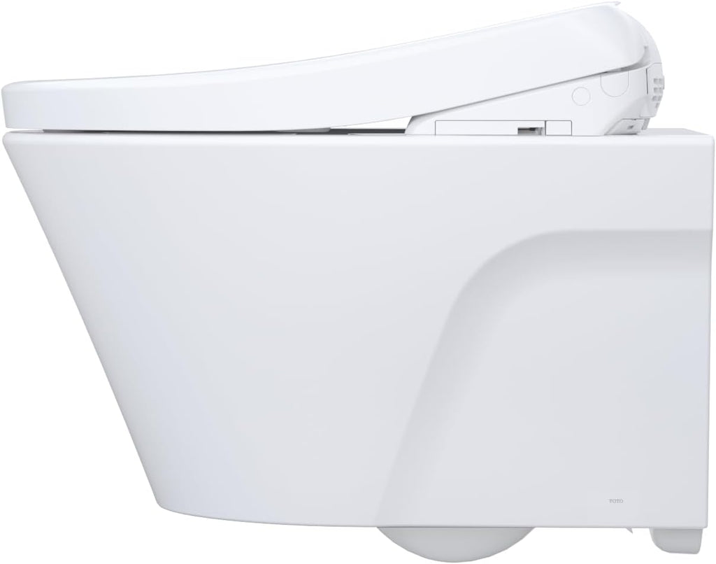 TOTO® WASHLET®+ AP Wall-Hung Elongated Toilet with S7 Contemporary Bidet Seat and DuoFit® In-Wall 0.9 and 1.28 GPF Dual-Flush Tank System, Matte Silver - CWT4264726CMFG#MS