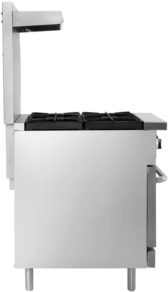 Kratos 24' Wide Commercial Gas Range with Four Burners and Standard Oven, Stainless Steel Range for Restaurants, 150,000 Total BTU, Liquid Propane (29Y-043-LP)