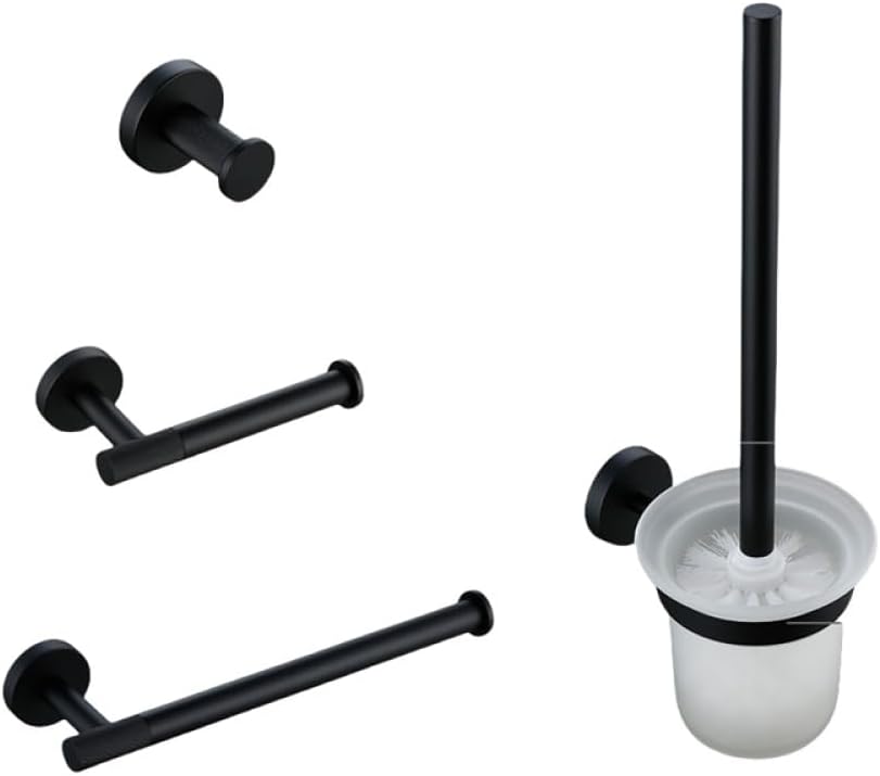 Modern Matte Black Bathroom Hardware Set with Towel Bar Bath Robe Hook Brass Knur Shelf and Toilet Paper Tissue Holder Stylish and Functional Essentials for Your Bathroom