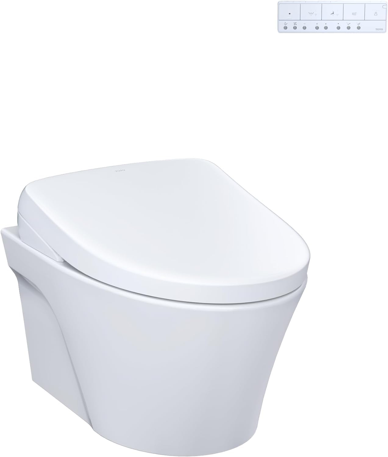 TOTO® WASHLET®+ AP Wall-Hung Elongated Toilet with S7A Contemporary Bidet Seat and DuoFit® In-Wall 0.9 and 1.28 GPF Auto Dual-Flush Tank System, Matte Silver - CWT4264736CMFGA#MS