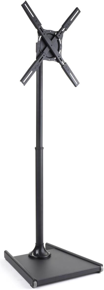Displays2go Height Adjustable TV Stand with Wheels and Mounting Hardware Kit – Black (MBCONFSTBK)