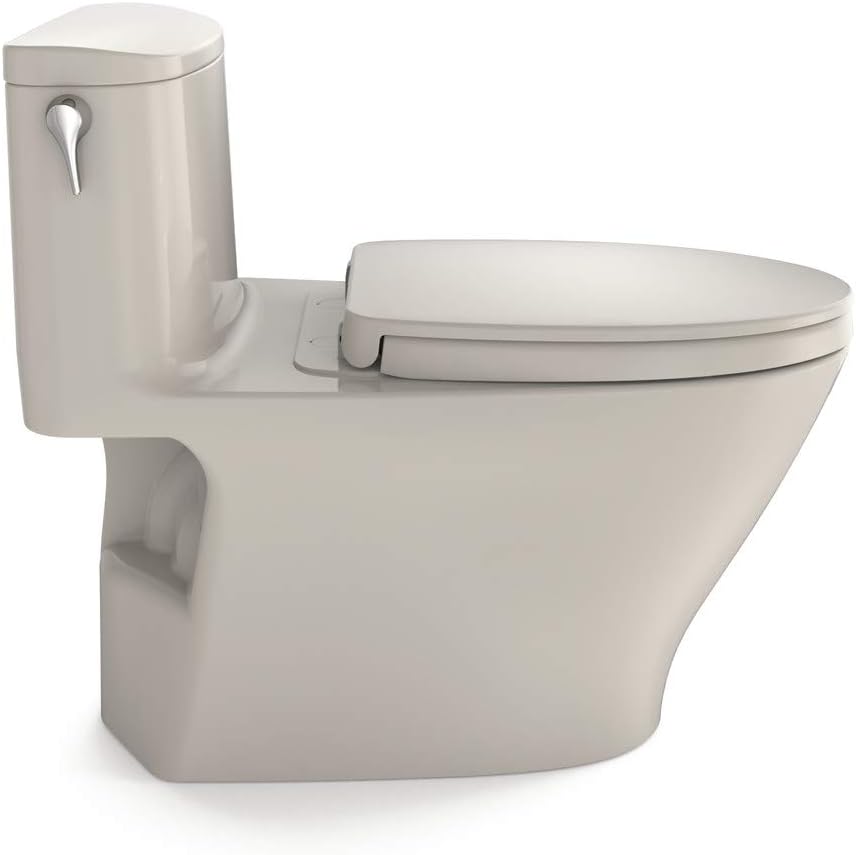 TOTO Nexus One-Piece Elongated 1.28 GPF Universal Height Toilet with CEFIONTECT and SS124 SoftClose Seat, WASHLET + Ready, Sedona Beige - MS642124CEFG#12