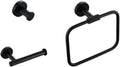 Matte Black Bathroom Accessories Set with Towel Bar Robe Hook Shelf and Ring Stylish Brass Knur Hardware for Towels Paper and Tissues