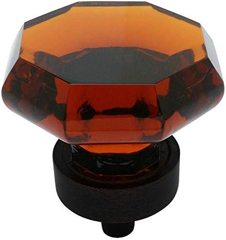 Cosmas 5268ORB-A Oil Rubbed Bronze Cabinet Hardware Knob with Amber Glass - 1-5/16' Diameter - 20 Pack