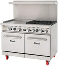Migali C-RO4-24GL-NG 48' Natural Gas 4 Burner Range with 2 Ovens with 24' Griddle - 196,000 BTU