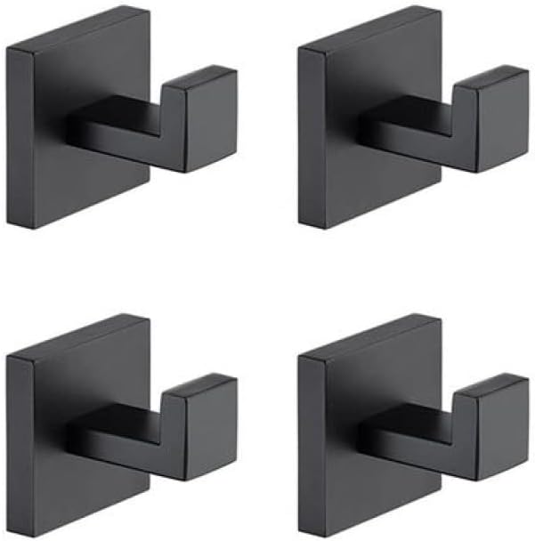 Black Bathroom Accessories Stainless Steel Set Wall Rack Towel Rack Towel Rack Tissue Holder Clothes Hook Toilet Brush Pendant,4 PCS Robe Hook