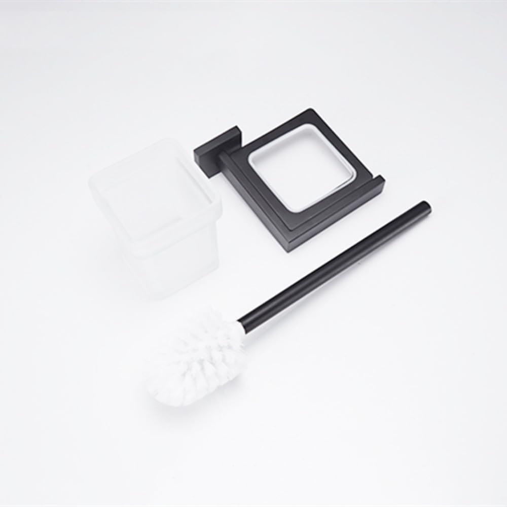 Matt Black Bathroom Hardware Set Kit Accessories Wall Shelf Towel Bar Rack Rail Robe Hanger Toilet Brush Roll Paper Holder Dish,MB Toilet Brush