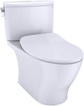 TOTO Nexus Two-Piece Elongated 1.28 GPF Universal Height Toilet with CEFIONTECT and SS234 SoftClose Seat, WASHLET+ Ready, Cotton White - MS442234CEFG#01