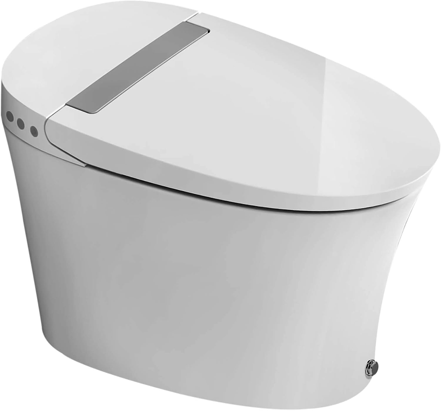 Elongated Smart Bidet Toilet Seat with Dual Flushing - One Piece Auto Flushing Toilet Seat Air Dryer - Tankless & Touchless Toilet Bidet with 6 Levels of Seat and Wind Temperature