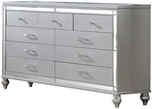Sterling King 4 PC LED Bedroom Set Made with Wood in Silver