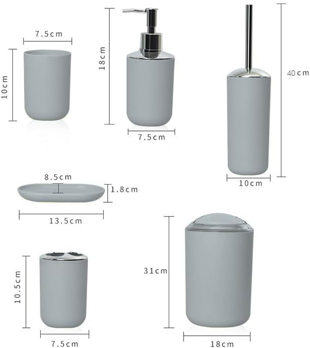 Bathroom Toiletries Six-piece Storage Kit Trash Can Soap Dish Toothbrush Holder(Black)