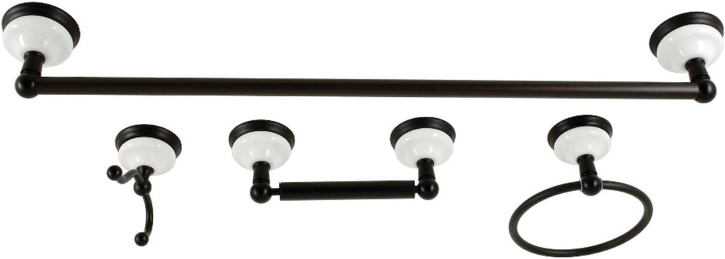 Kingston Brass BAK1111478MB Victorian 4-Piece 24-Inch Towel Bar Bathroom Accessory Set in Matte Black