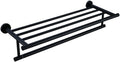 Matte Black Bathroom Hardware Set with Towel Bar Bath Robe Hook Brass Knur Shelf and Tissue Holder Stylish Bathroom Accessories Set for Towels and Paper 60cm Towel Shelf Included