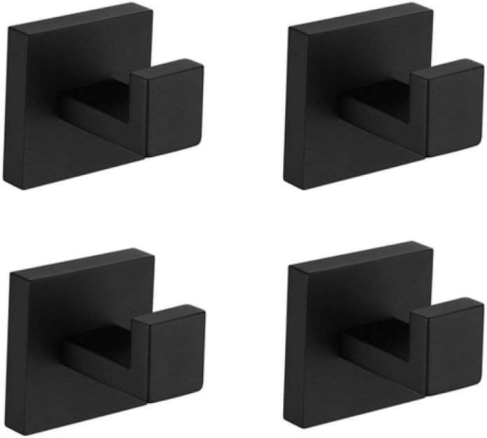 Matt Black Bathroom Hardware Set Kit Accessories Wall Shelf Towel Bar Rack Rail Robe Hanger Toilet Brush Roll Paper Holder Dish,MB 4 Robe Hooks