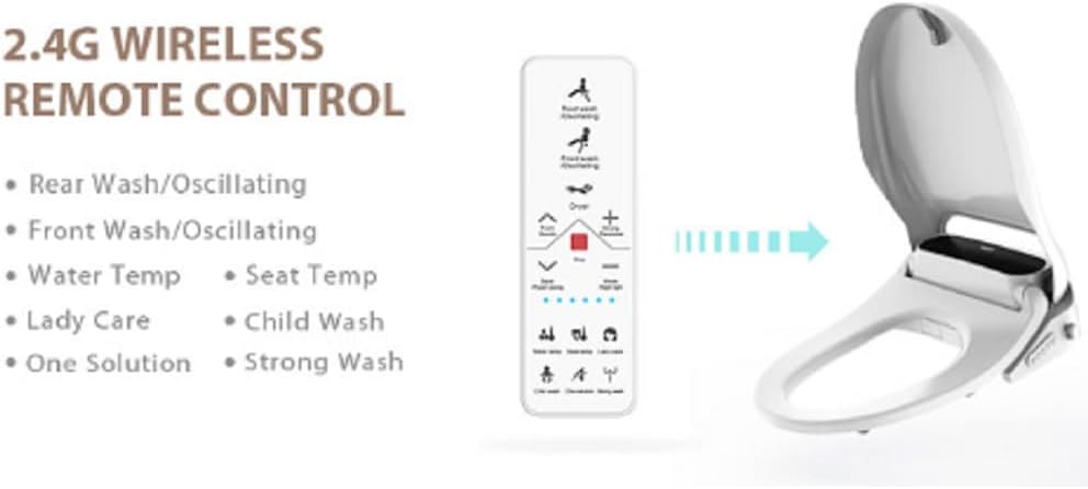 Cascada Premium Elongated White Smart Bidet Toilet Seat | Heated Seat, Warm Air Dryer, and Customizable Wash Settings