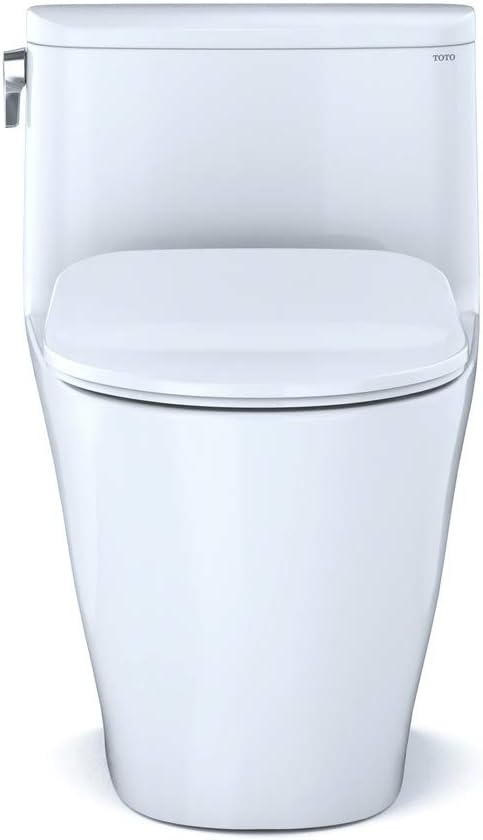 TOTO Nexus One-Piece Elongated 1.28 GPF Universal Height Toilet with CEFIONTECT and SS234 SoftClose Seat, WASHLET+ Ready, Cotton White - MS642234CEFG#01