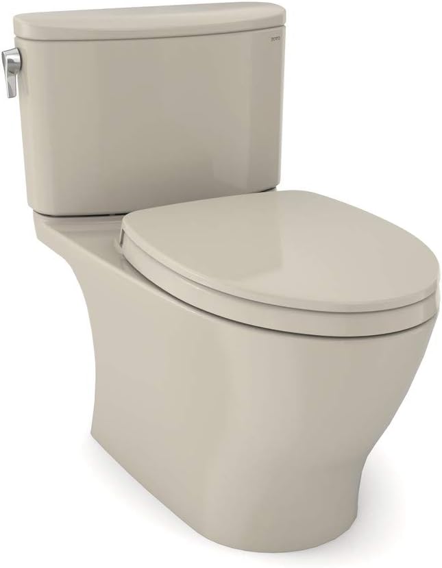 TOTO Nexus One-Piece Elongated 1.28 GPF Universal Height Toilet with CEFIONTECT and SS124 SoftClose Seat, WASHLET + Ready, Bone - MS642124CEFG#03