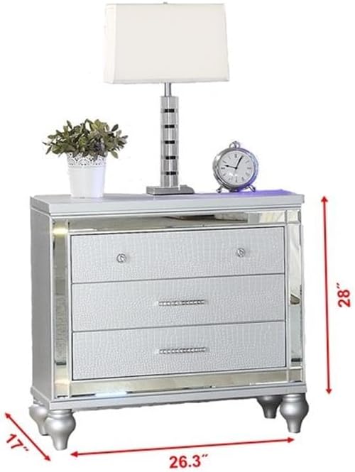 Sterling King 4 PC LED Bedroom Set Made with Wood in Silver