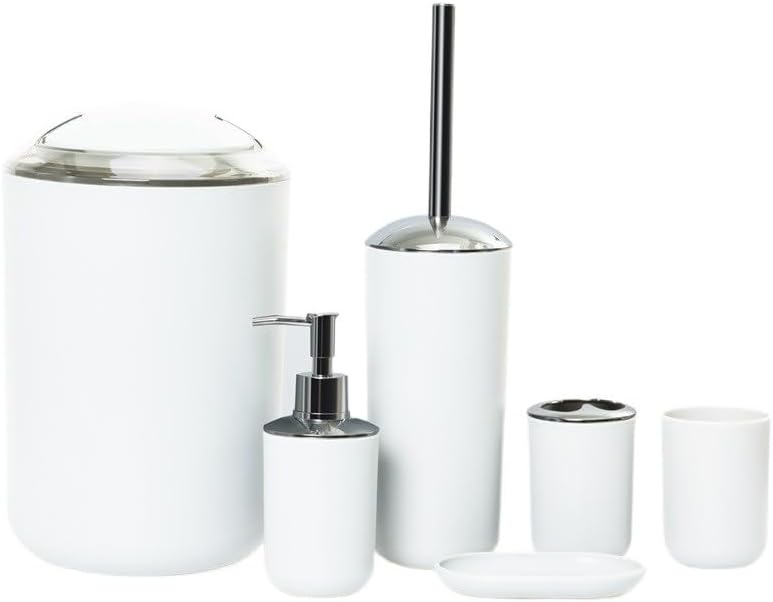Bathroom Toiletries Six-piece Storage Kit Trash Can Soap Dish Toothbrush Holder(Black)