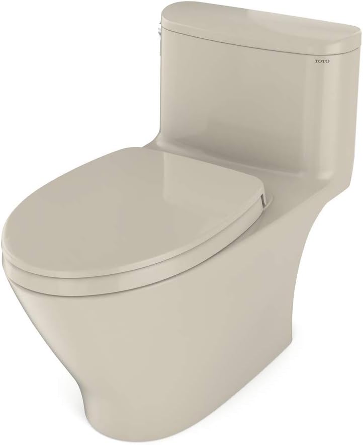 TOTO Nexus One-Piece Elongated 1.28 GPF Universal Height Toilet with CEFIONTECT and SS124 SoftClose Seat, WASHLET + Ready, Bone - MS642124CEFG#03