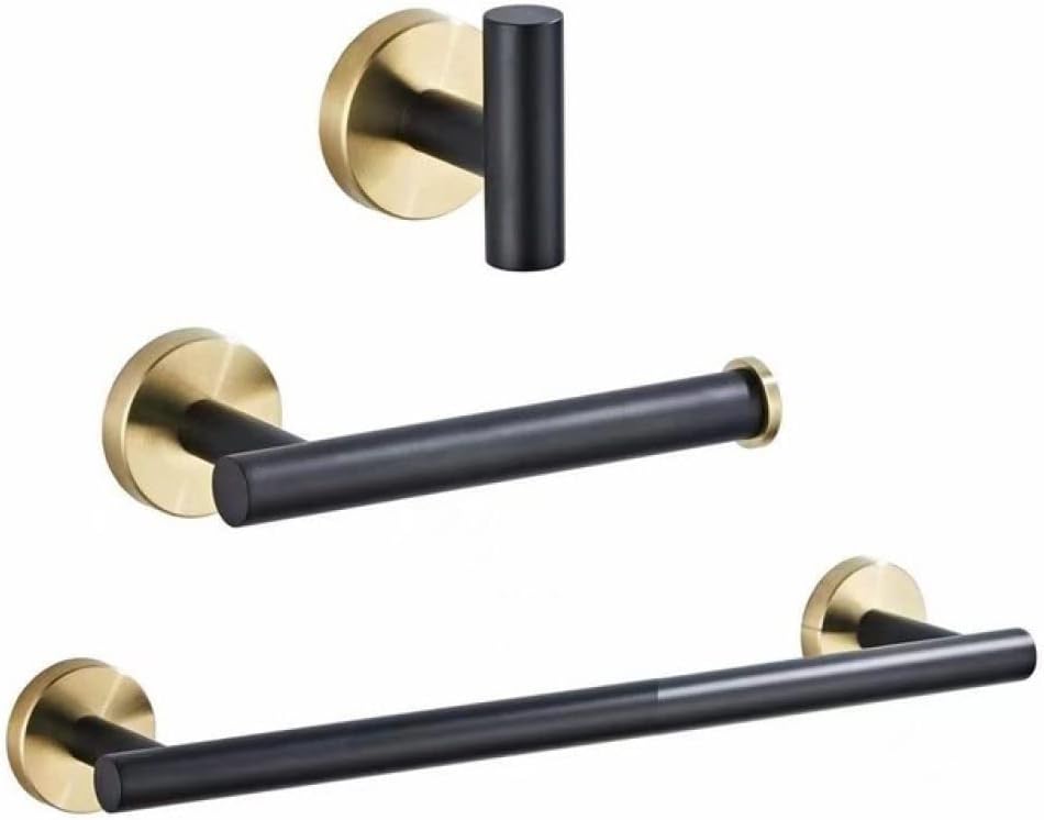 Bathroom Accessories Toilet Paper Holder Towel Holder Set Bath Shower Towel Ring Robe Hook Black Hardware,3 Pieces Set01
