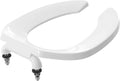 Commercial Heavy Duty Open Front Toilet Seat Without Cover, Thickened Material, Never Loosen, ELONGATED, White(18.5'), 6-Pack