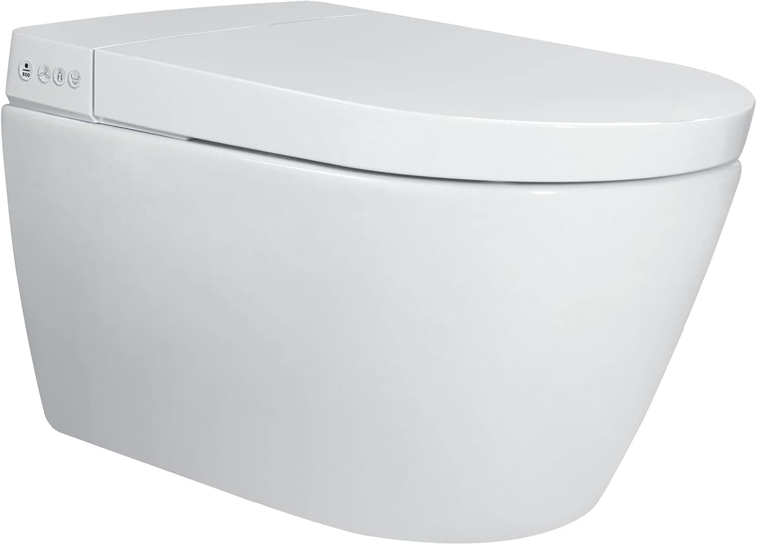 Aqueous In-Wall Smart Toilet Combo Set – Complete System with Toilet Bowl, Bidet Toilet Seat, Tank, Carrier for 2x4 Studs, Chrome Push Buttons, Round and Elongated Compatibility