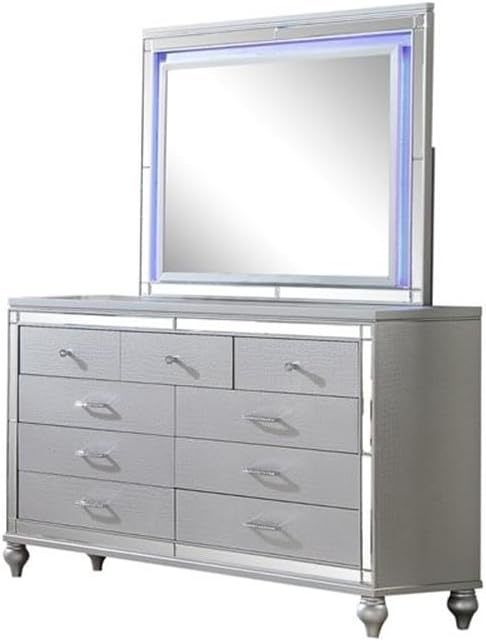 Sterling King 4 PC LED Bedroom Set Made with Wood in Silver