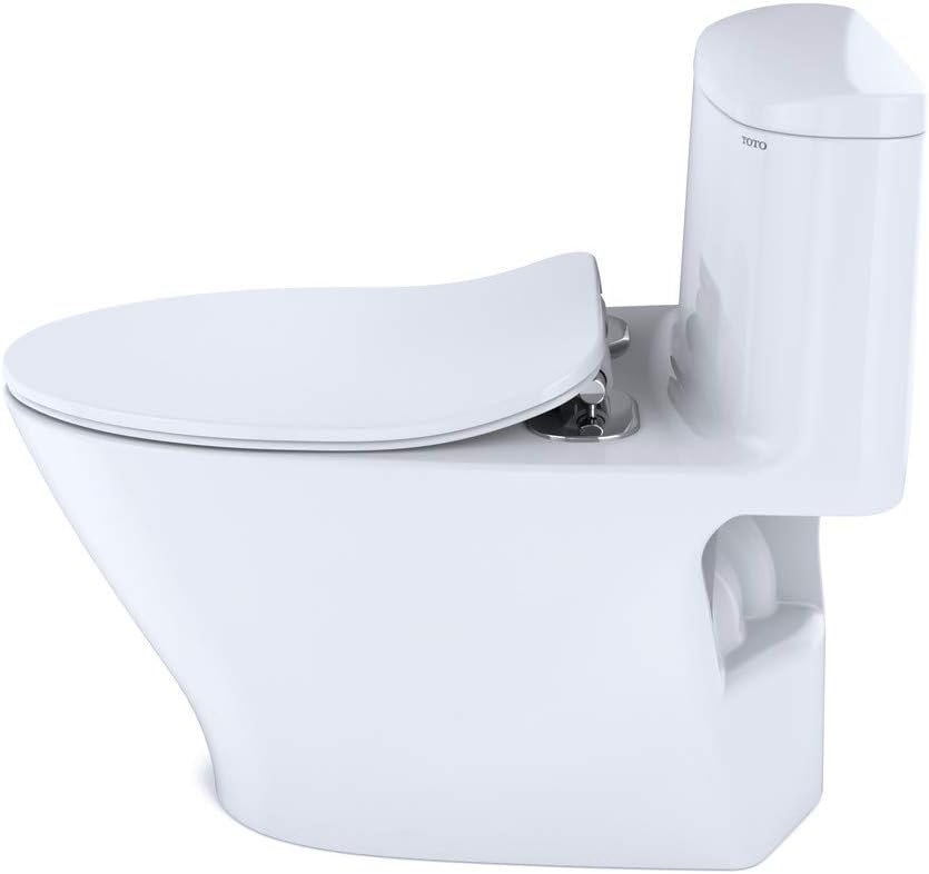 TOTO Nexus One-Piece Elongated 1.28 GPF Universal Height Toilet with CEFIONTECT and SS234 SoftClose Seat, WASHLET+ Ready, Cotton White - MS642234CEFG#01