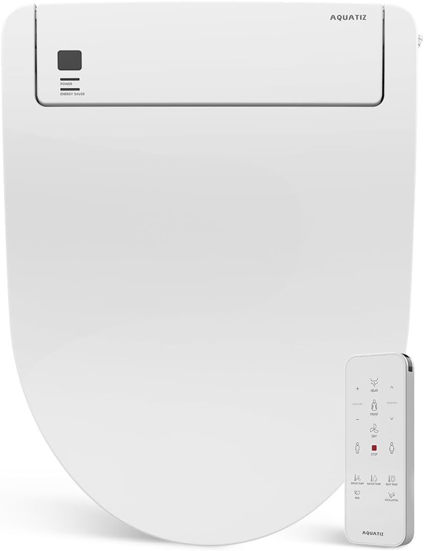 Bidet Seat with Warm Water and Dryer - Electrically Heated Elongated Toilet Seat with Adjustable Temperature, Gentle Closing, and Night Light