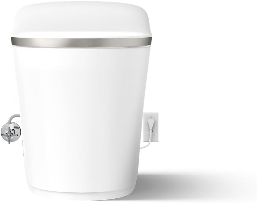 KOHLER K-77795-0BN Eir Comfort Height One-Piece Elongated, Dual-Flush, Smart Toilet with Bidet Built In, White with Brushed Nickel