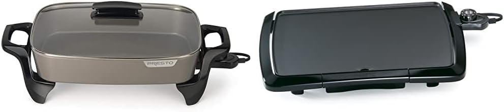 Presto Grey Ceramic Electric Skillet (06856') and Cool Touch Electric Griddle